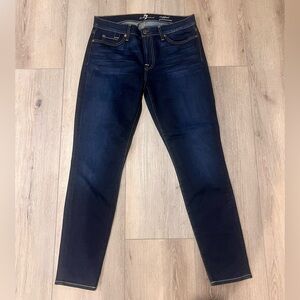 7 For All Mankind Cropped Gwenevere Dark Indigo Skinny Jeans NWT Sz 30